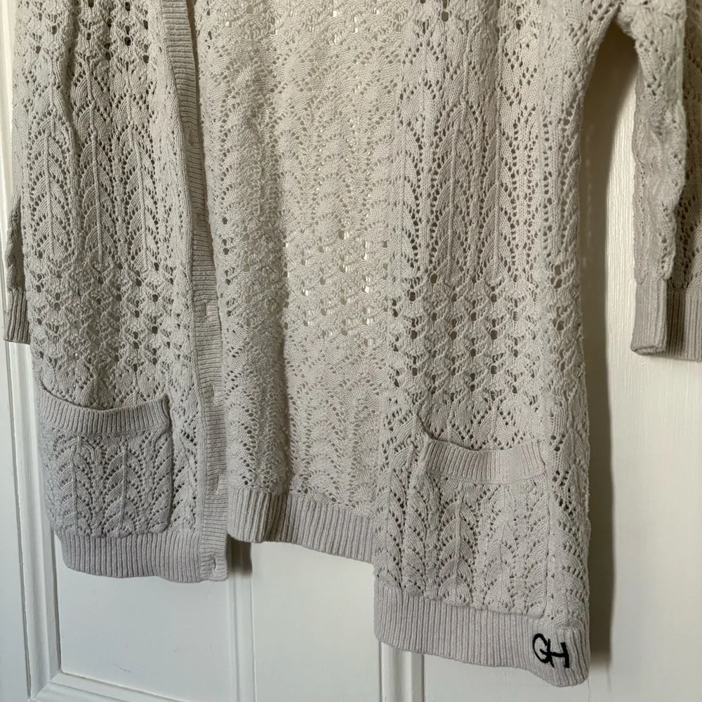 Gilly Hicks Cardigan Sweater with Open Knit Design - Picture 3 of 7